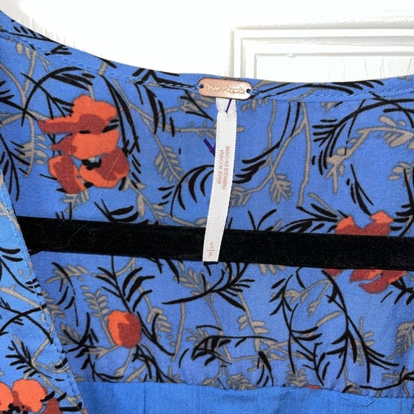 Free People Blue Dress with Red Floral Design - Picture 2 of 5